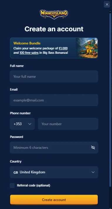winnerisland casino sign up